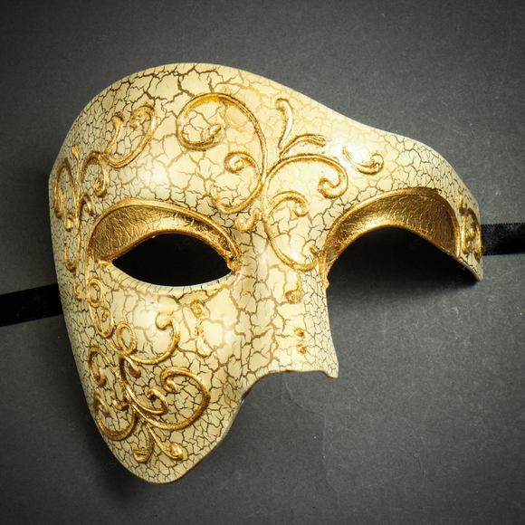 Phantom of the Opera' Venetian Masquerade Mask-Gold Lining - Picture 1 of 3